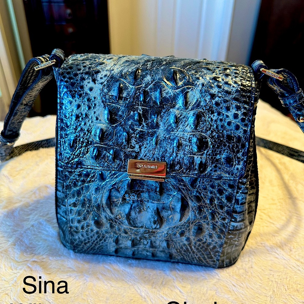 Brahmin Margo in Glacier Melbourne with matching credit card wallet